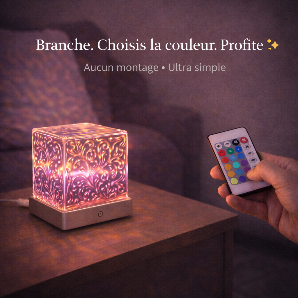 Aurora Wave – Projecteur Cristal LED 16 Couleurs Ambiance relaxante instantanée – Effet vagues & flammes